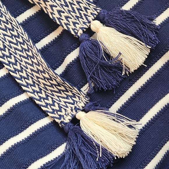 Tommy Bahama Midi Dress XL Navy Blue Cotton Sun Harbor Striped Kaftan New $200 - Picture 9 of 16